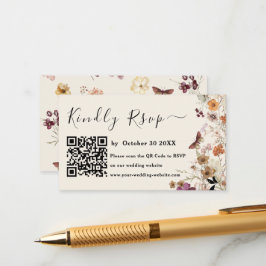 Moderne Pastel Wildblume Qr Code UAwg Wedding Begleitkarte