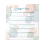 Moderne Pastelblasen Brides's Things to Do List Notizblock (Vorderseite)
