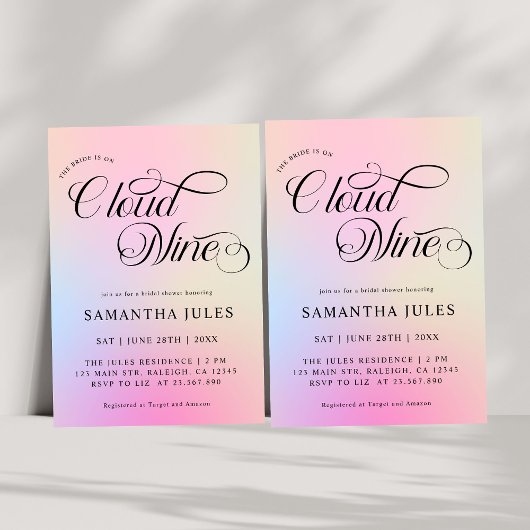 Moderne Pastelbrücke ist auf Cloud Nine Brautparty Einladung