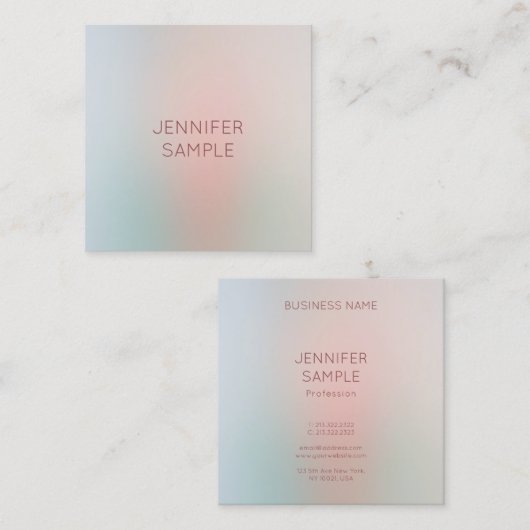 Moderne Pastelfarben Einfaches Design Elegante Mod Quadratische Visitenkarte (Vorne/Hinten)
