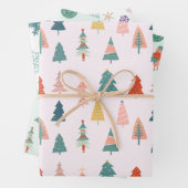 Moderne, pastelfarbene Weihnachtsmuster Geschenkpapier Set (Beispiel)