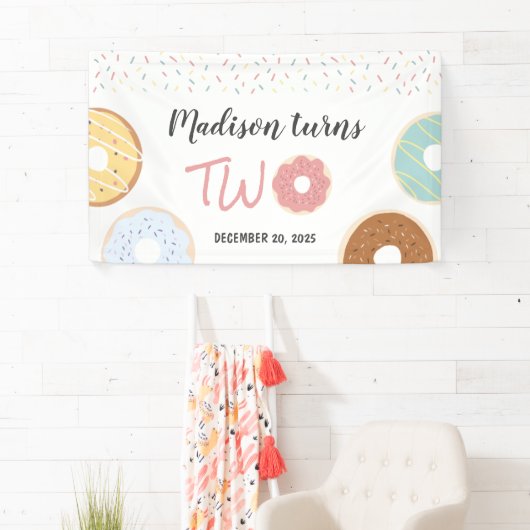 Moderne Pastelköpfe und Sprinklen am zweiten Gebur Banner (Insitu)