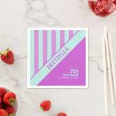 Moderne Pastell Aquamarin Pink Stripes Napkin Serviette (Beispiel)