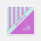 Moderne Pastell Aquamarin Pink Stripes Napkin Serviette (Vorderseite)