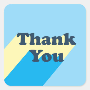 Moderne Pastell Blau Teal Retro Danke Typografie Quadratischer Aufkleber