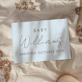 Moderne Pastell Blaue Minimalistische Schwangersch Ankündigung