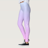 Moderne Pastell Blue & Pink Ombre Mit Monogramm Leggings (Links)
