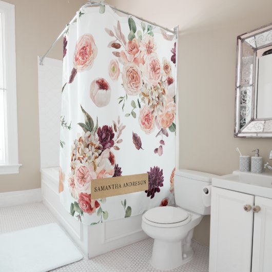Moderne Pastell-Blume & Kraft-Personalisiertes Ges Duschvorhang (Beispiel)