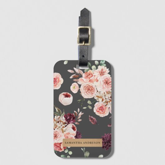 Moderne Pastell-Blume & Kraft-Personalisiertes Ges Gepäckanhänger (Vorderseite Vertikal)