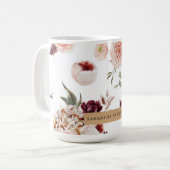 Moderne Pastell-Blume & Kraft-Personalisiertes Ges Kaffeetasse (Vorderseite Links)