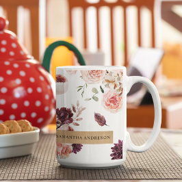 Moderne Pastell-Blume & Kraft-Personalisiertes Ges Kaffeetasse