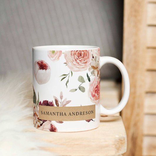Moderne Pastell-Blume & Kraft-Personalisiertes Ges Kaffeetasse