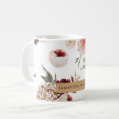 Moderne Pastell-Blume & Kraft-Personalisiertes Ges Kaffeetasse (Vorderseite Links)