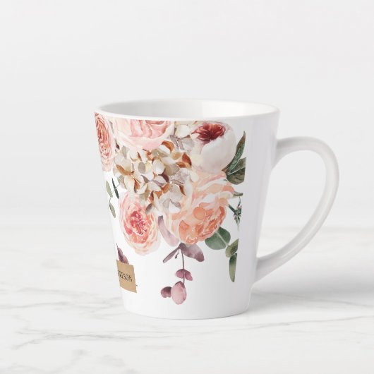Moderne Pastell-Blume & Kraft-Personalisiertes Ges Milchtasse (Rechts)