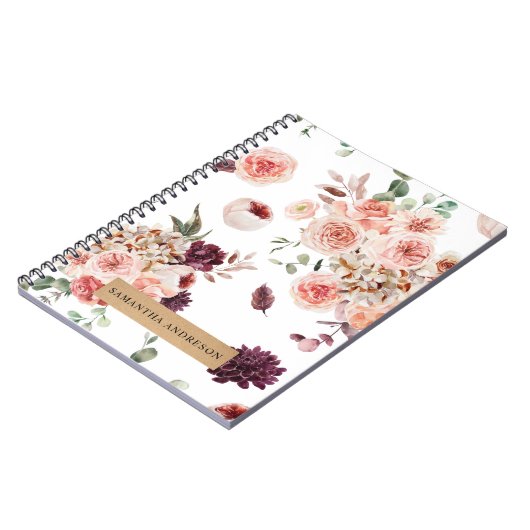 Moderne Pastell-Blume & Kraft-Personalisiertes Ges Notizblock (Linke Seite)