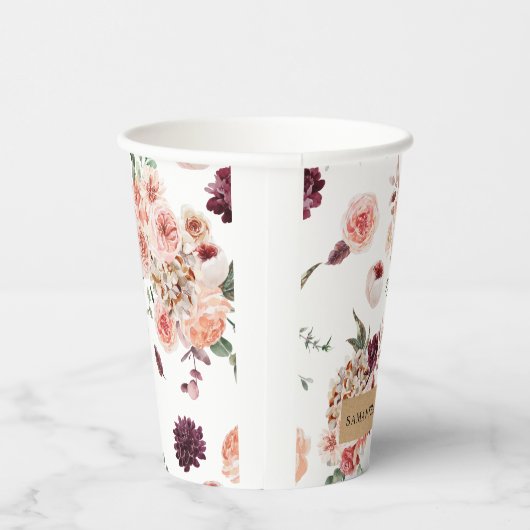 Moderne Pastell-Blume & Kraft-Personalisiertes Ges Pappbecher (Rechts)