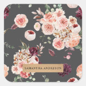 Moderne Pastell-Blume & Kraft-Personalisiertes Ges Quadratischer Aufkleber (Vorderseite)