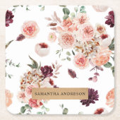 Moderne Pastell-Blume & Kraft-Personalisiertes Ges Rechteckiger Pappuntersetzer (Vorderseite)