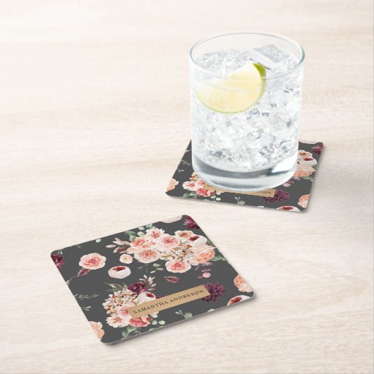 Moderne Pastell-Blume & Kraft-Personalisiertes Ges Rechteckiger Pappuntersetzer (Vor Ort)