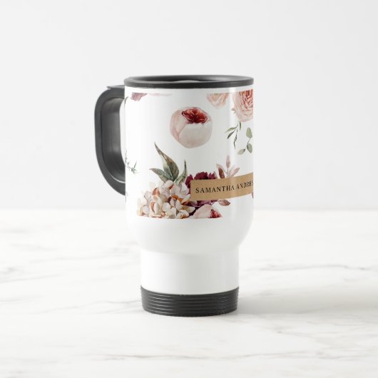Moderne Pastell-Blume & Kraft-Personalisiertes Ges Reisebecher (Vorderseite Links)