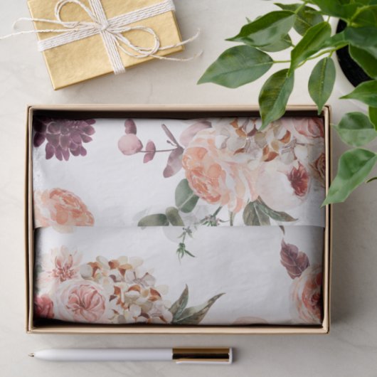 Moderne Pastell-Blume & Kraft-Personalisiertes Ges Seidenpapier (Geschenk)
