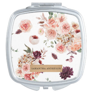 Moderne Pastell-Blume & Kraft-Personalisiertes Ges Taschenspiegel