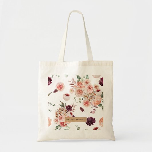 Moderne Pastell-Blume & Kraft-Personalisiertes Ges Tragetasche (Vorne)