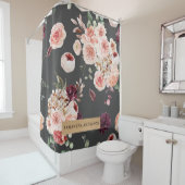 Moderne Pastell-Blume und Kraft Black Duschvorhang (Beispiel)