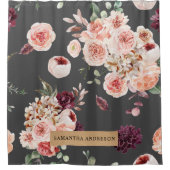 Moderne Pastell-Blume und Kraft Black Duschvorhang (Vorderseite)