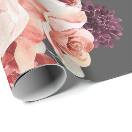 Moderne Pastell-Blume und Kraft Black Geschenkpapier (Rolleneckpunkt)