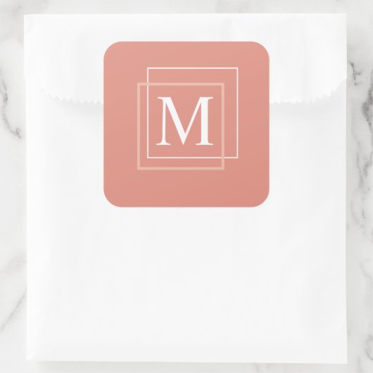 Moderne Pastell Coral Monogram Aufkleber (Tasche)