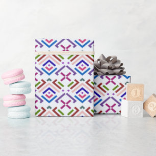 Moderne Pastell-Ethno-Geometrie-Diamantmuster Geschenkpapier