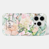 Moderne Pastell Floral Monogramm Case-Mate iPhone Hülle (Rückseite (Horizontal))