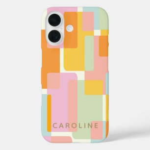 Moderne Pastell-Geometrische Formen Personalisiert iPhone 16 Hülle