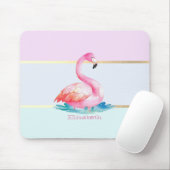 Moderne Pastell-Gestreift,Rosa Flamingos Mousepad (Mit Mouse)