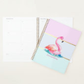 Moderne Pastell-Gestreift,Rosa Flamingos Planer (Anzeige)