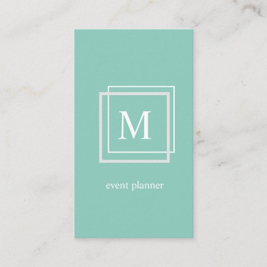 Moderne Pastell Green Monogram Business Card Visitenkarte (Vorderseite)