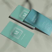 Moderne Pastell Green Monogram Business Card Visitenkarte