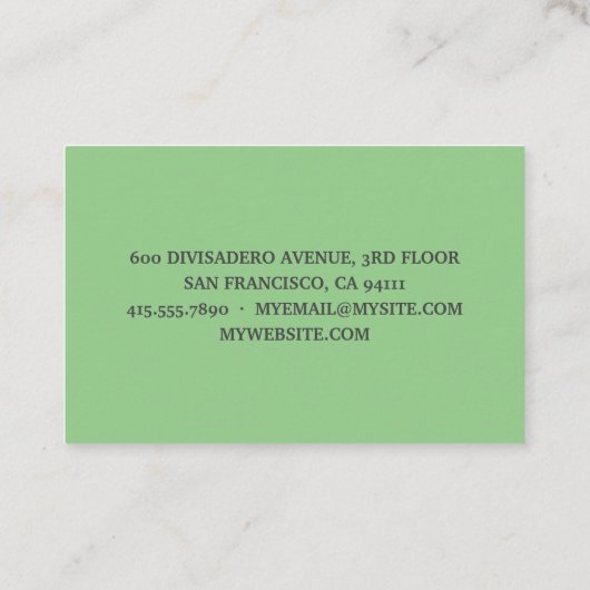 Moderne Pastell Grüne Schönheit Personalisiert Visitenkarte (Rückseite)