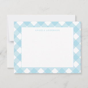 Moderne Pastell Hellblau Gingham Karo Scheck Notiz Mitteilungskarte