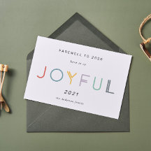 Moderne Pastell Joyful Script Holiday New Year Car