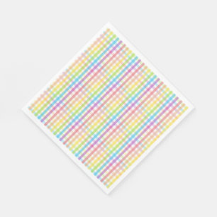 Moderne Pastell-Karo-Regenbogen-Baby-Shower-Party Serviette