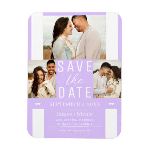 Moderne Pastell-Lavendel-Save-the-Date 3 Foto Magnet