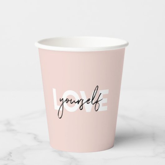 Moderne Pastell-Liebe Sie selbst Motivation Zitat Pappbecher (Vorderseite)