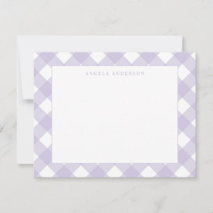 Moderne Pastell-Lila-Violett-Gingham-Karo Mitteilungskarte