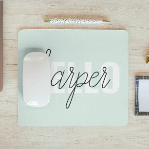 Moderne Pastell-Mintgrün Hallo Und Dein Name Mousepad