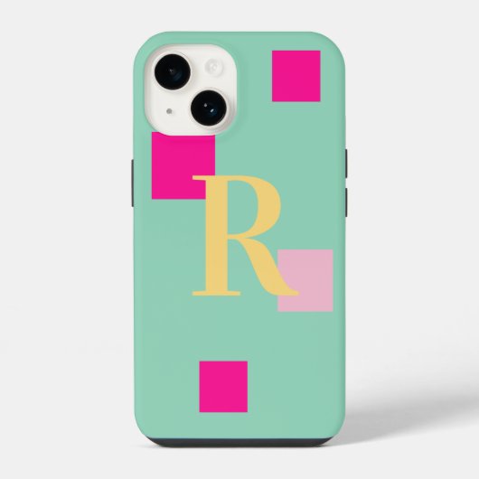 Moderne Pastell Monogram iPhone Hülle (Rückseite)