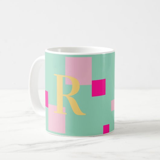 Moderne Pastell Monogram Kaffeetasse (Vorderseite Links)