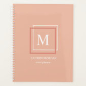 Moderne Pastell Monogram Peach Personalisiert Plan Planer (Vorderseite)