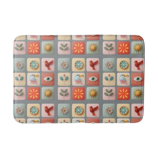 Moderne Pastell-Natur-Symbole Badematte (Vorderseite)